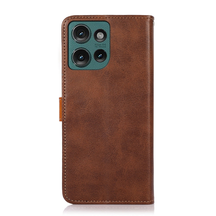 For Motorola Edge 50 5G Global KHAZNEH Dual-color Cowhide Texture Flip Leather Phone Case