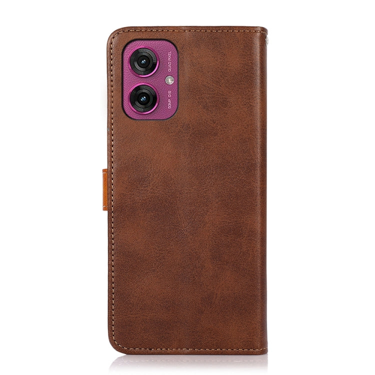 For Motorola Moto G55 5G KHAZNEH Dual-color Cowhide Texture Flip Leather Phone Case