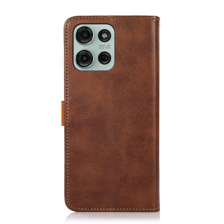 For Motorola Moto G75 5G KHAZNEH Dual-color Cowhide Texture Flip Leather Phone Case