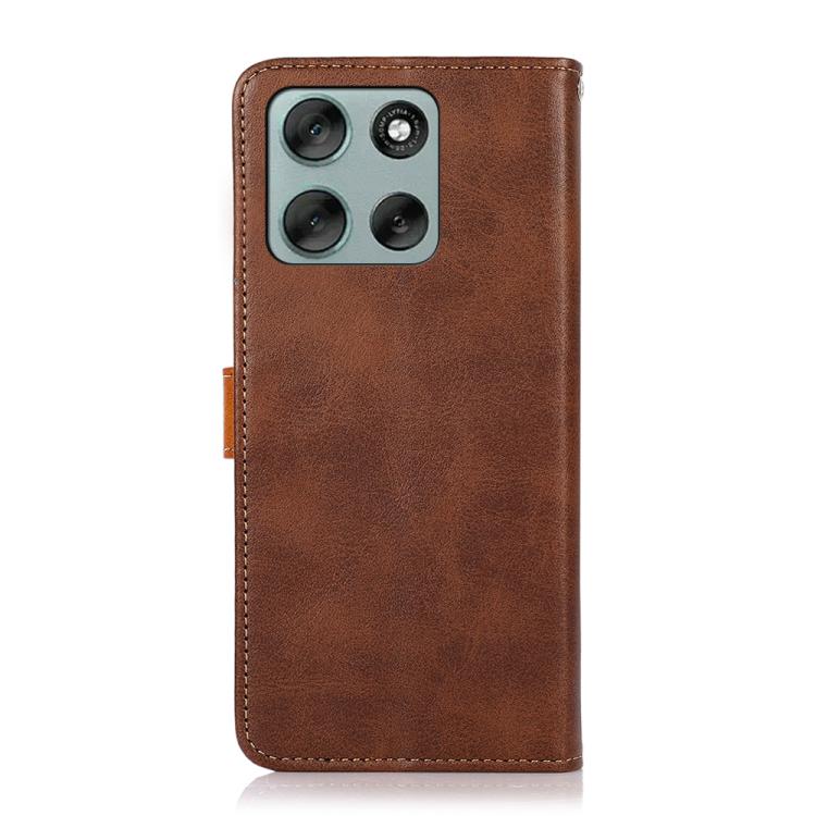 For Motorola Moto G86 Power KHAZNEH Dual-color Cowhide Texture Flip Leather Phone Case
