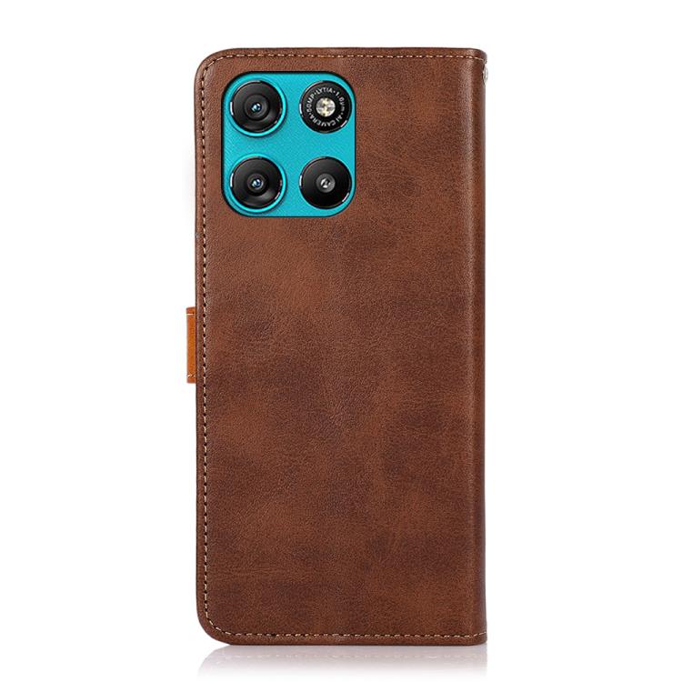 For Motorola Moto G57 Power/G67 Power KHAZNEH Dual-color Cowhide Texture Flip Leather Phone Case