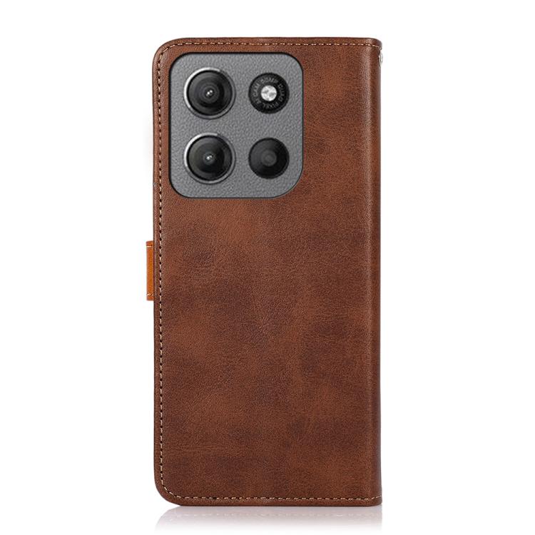 For Motorola Moto G17 4G/G17 Power 4G KHAZNEH Dual-color Cowhide Texture Flip Leather Phone Case