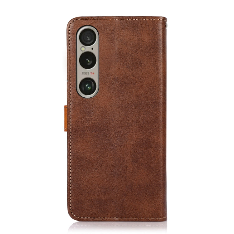 For Sony Xperia 1 IV KHAZNEH Dual-color Cowhide Texture Flip Leather Phone Case