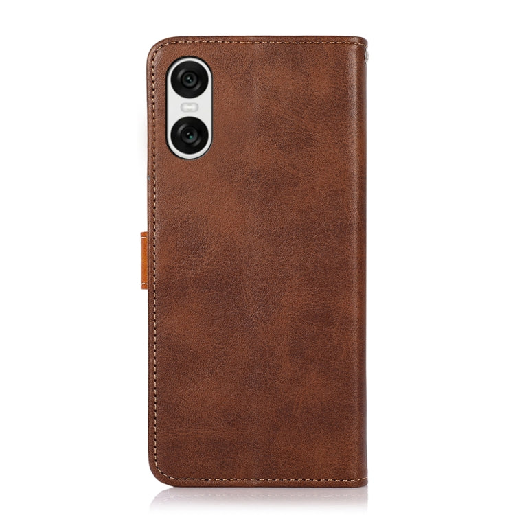 For Sony Xperia 10 VI KHAZNEH Dual-color Cowhide Texture Flip Leather Phone Case