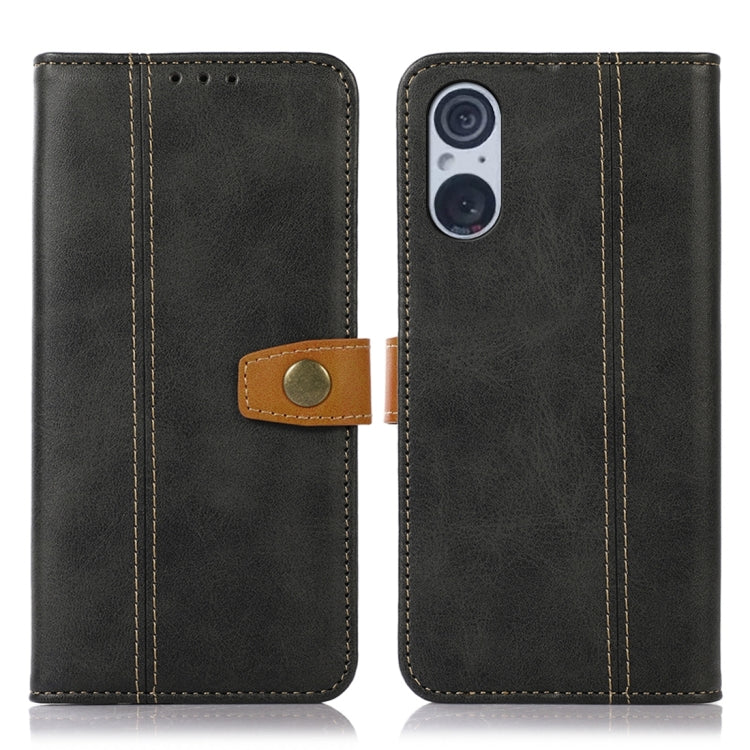 For Sony Xperia 5 V Stitching Thread Calf Texture Leather Phone Case