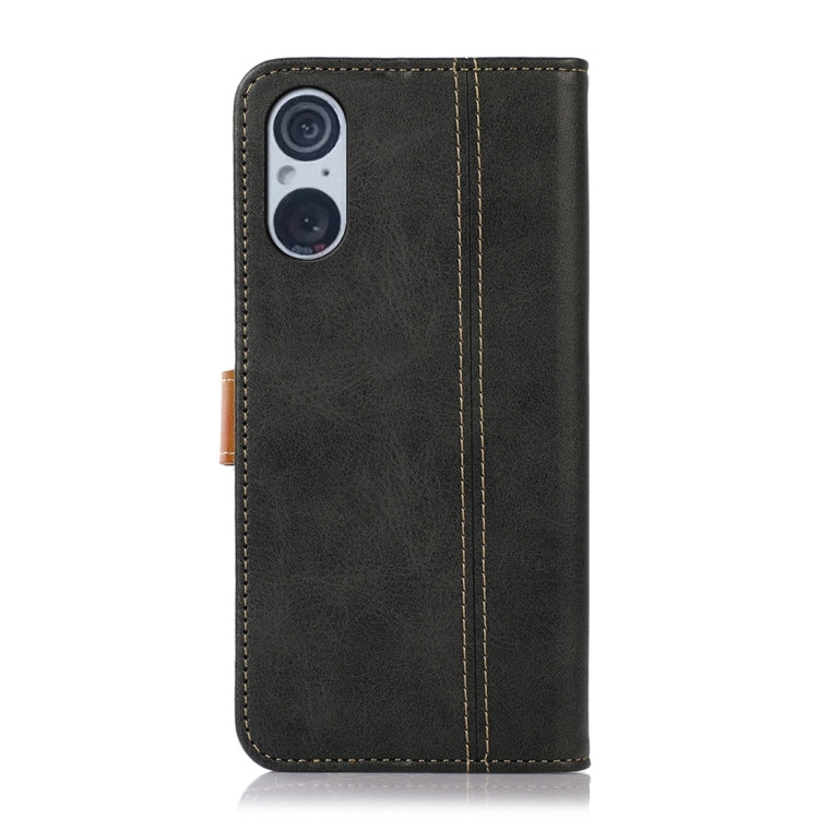 For Sony Xperia 5 V Stitching Thread Calf Texture Leather Phone Case