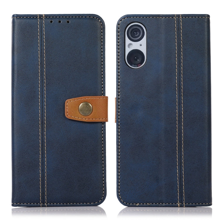 For Sony Xperia 5 V Stitching Thread Calf Texture Leather Phone Case