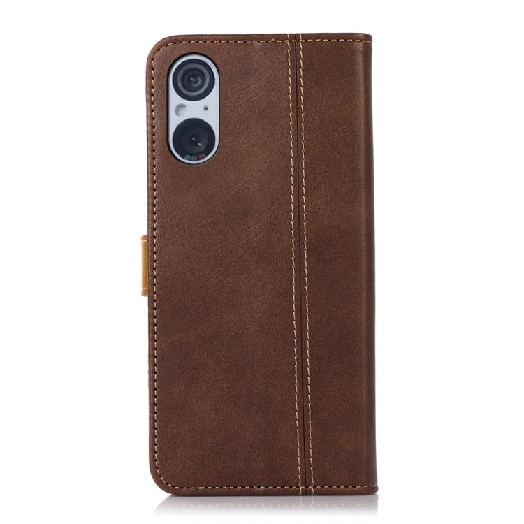 For Sony Xperia 5 V Stitching Thread Calf Texture Leather Phone Case