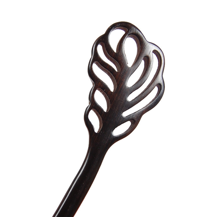 Classical Sandalwood Hairpin Hair Ornaments with Gift Box, Gift Box Random Color Delivery(Leaf Ebony)