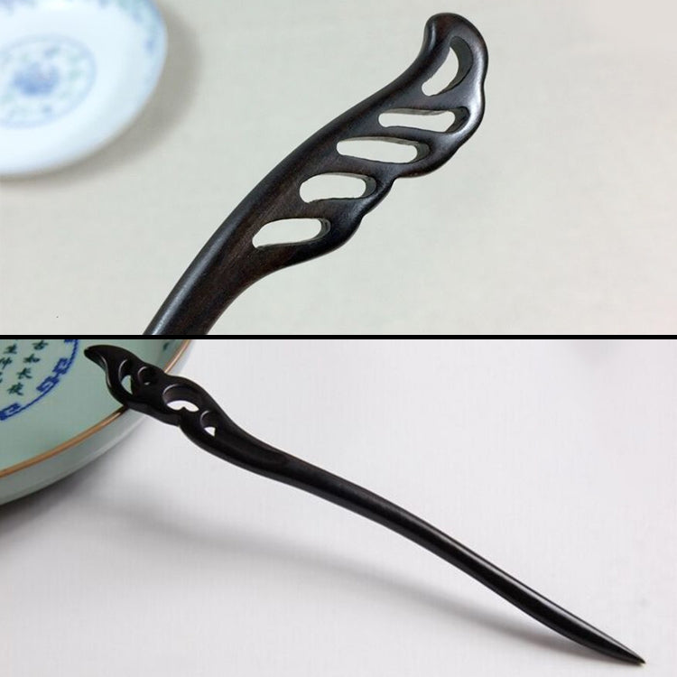 Classical Sandalwood Hairpin Hair Ornaments with Gift Box, Gift Box Random Color Delivery(Unfolded Feather Ebony)