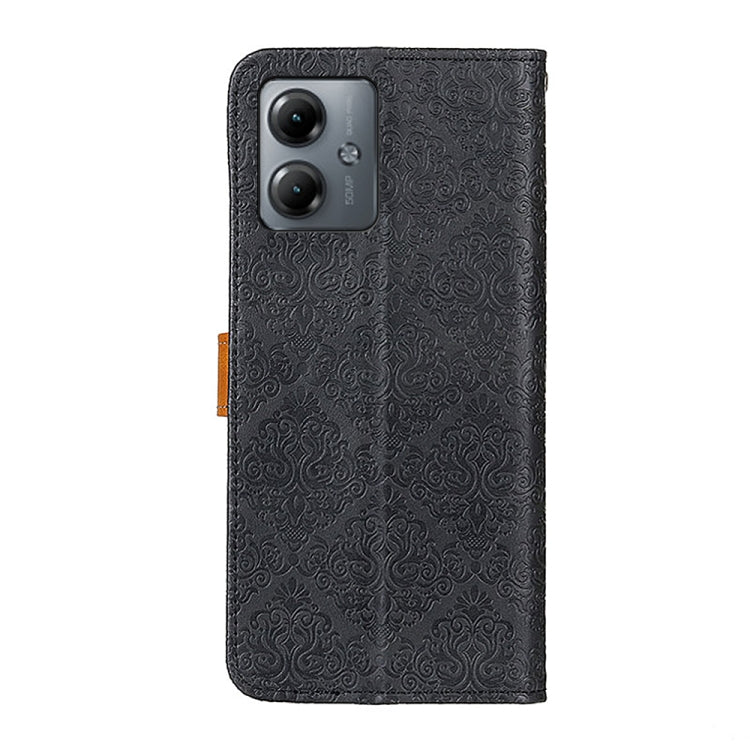 For Motorola Moto G14 4G European Floral Embossed Flip Leather Phone Case