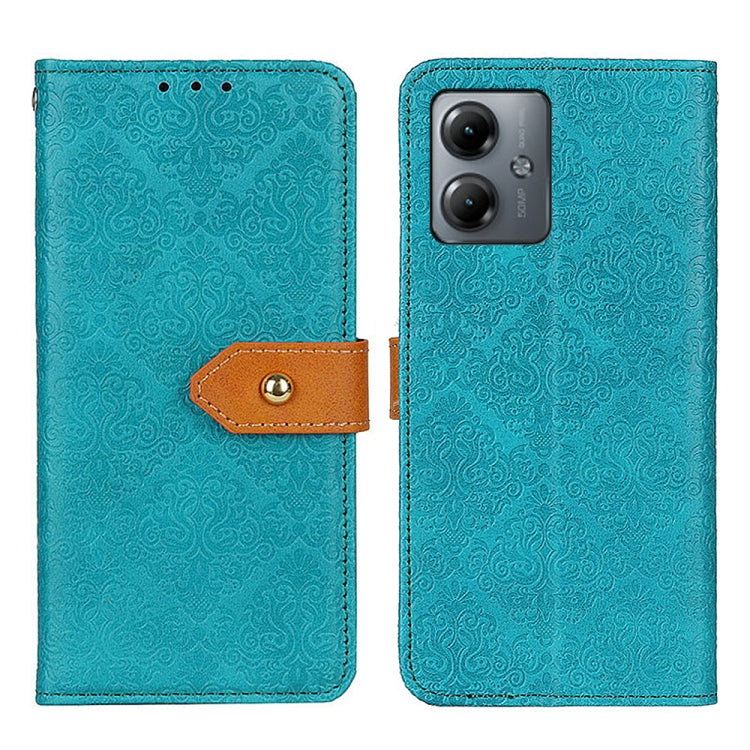 For Motorola Moto G14 4G European Floral Embossed Flip Leather Phone Case