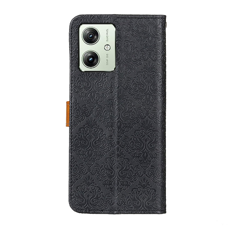 For Motorola Moto G64 5G European Floral Embossed Flip Leather Phone Case