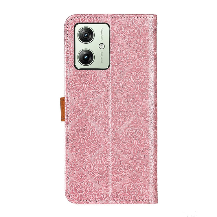 For Motorola Moto G64 5G European Floral Embossed Flip Leather Phone Case
