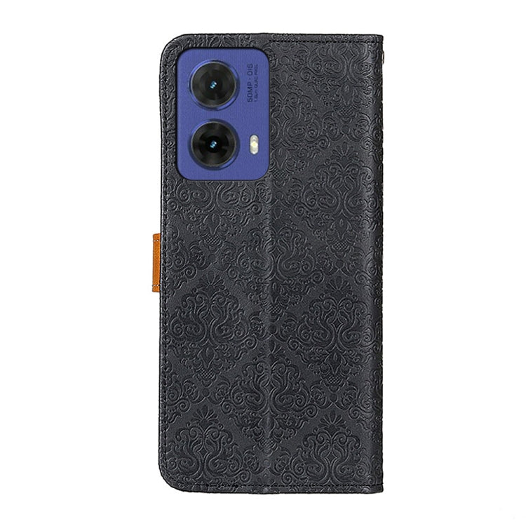 For Motorola Moto G85 European Floral Embossed Flip Leather Phone Case
