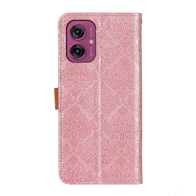 For Motorola Moto G55 5G European Floral Embossed Flip Leather Phone Case