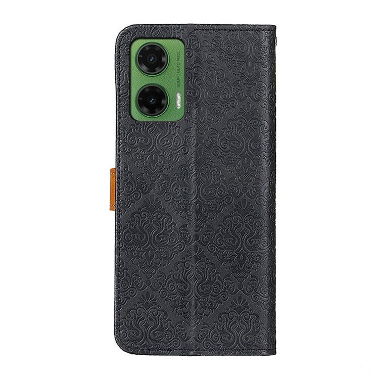 For Motorola Moto G35 5G European Floral Embossed Flip Leather Phone Case