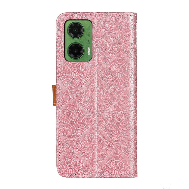 For Motorola Moto G35 5G European Floral Embossed Flip Leather Phone Case