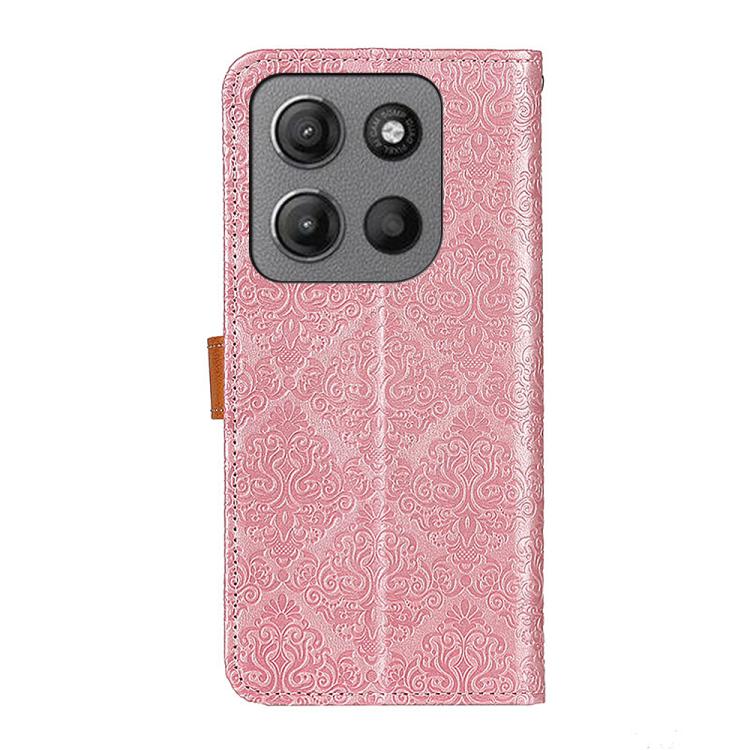 For Motorola Moto G15 4G / G05 European Floral Embossed Flip Leather Phone Case