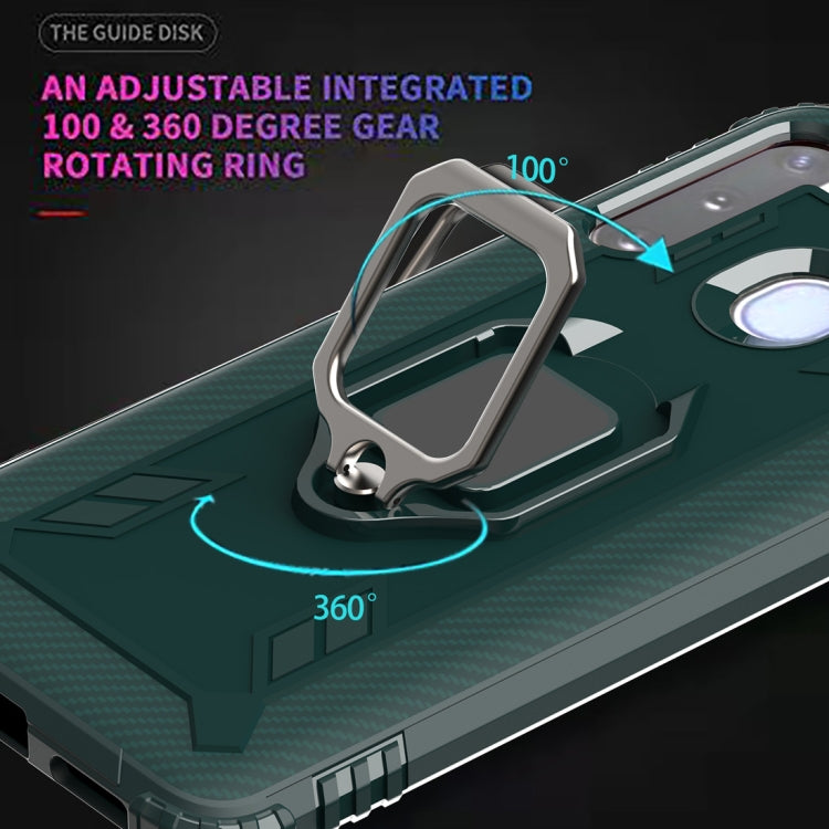 For Samsung Galaxy M11 Carbon Fiber Protective Case with 360 Degree Rotating Ring Holder