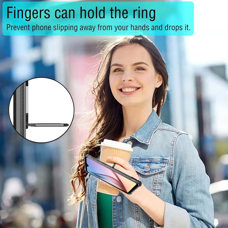 For Samsung Galaxy M11 Carbon Fiber Protective Case with 360 Degree Rotating Ring Holder
