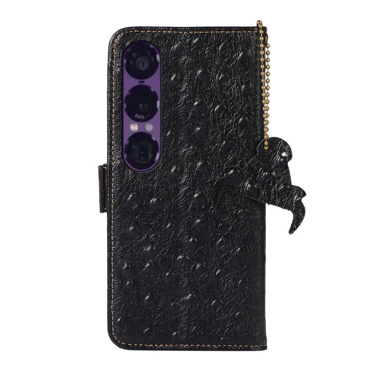 For Sony Xperia 1 VII Ostrich Pattern Genuine Leather RFID Phone Case