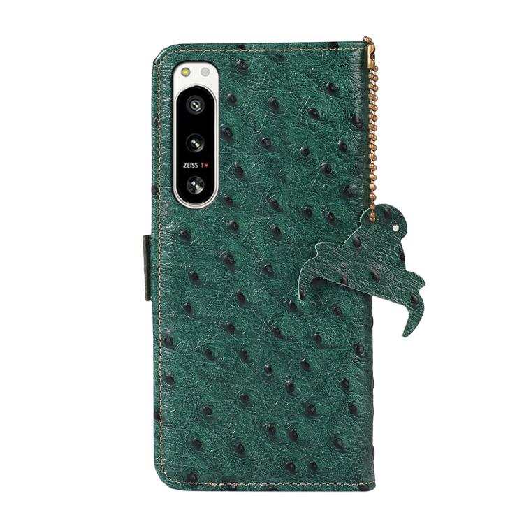 For Sony Xperia 5 IV Ostrich Pattern Genuine Leather RFID Phone Case