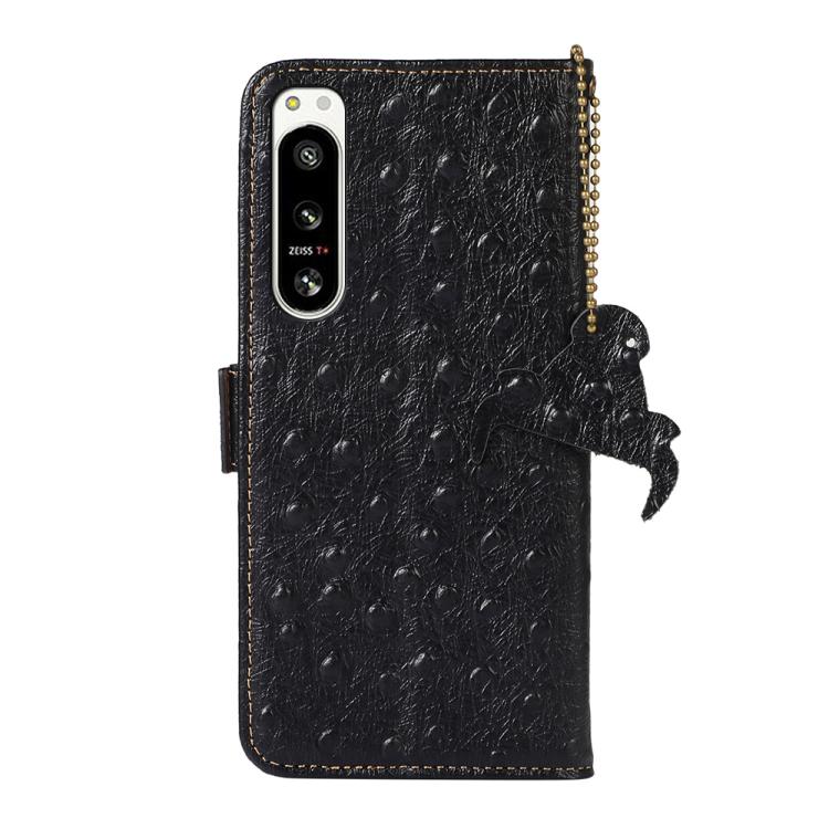 For Sony Xperia 5 IV Ostrich Pattern Genuine Leather RFID Phone Case