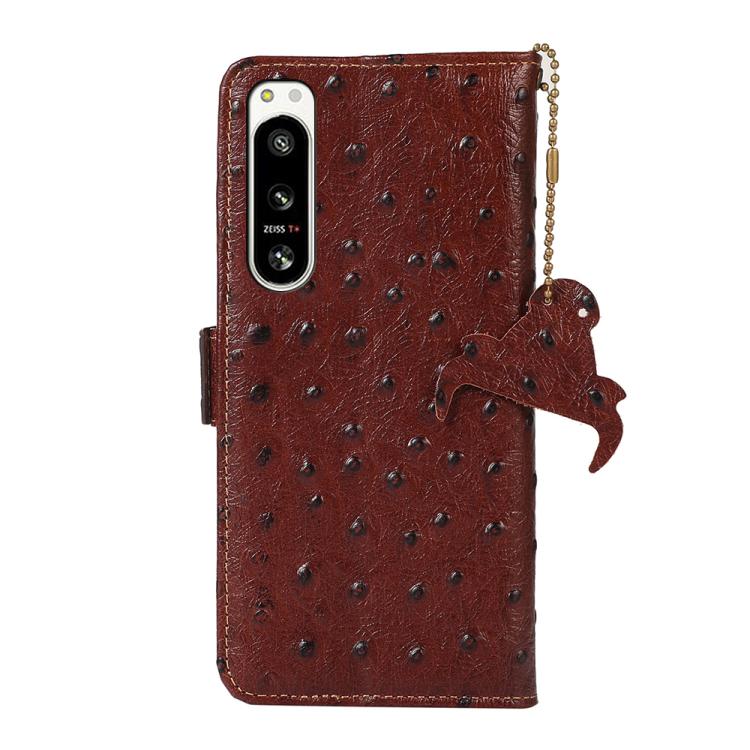 For Sony Xperia 5 IV Ostrich Pattern Genuine Leather RFID Phone Case