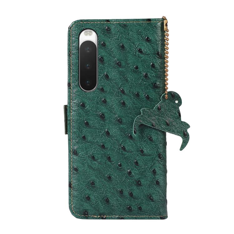 For Sony Xperia 10 IV Ostrich Pattern Genuine Leather RFID Phone Case