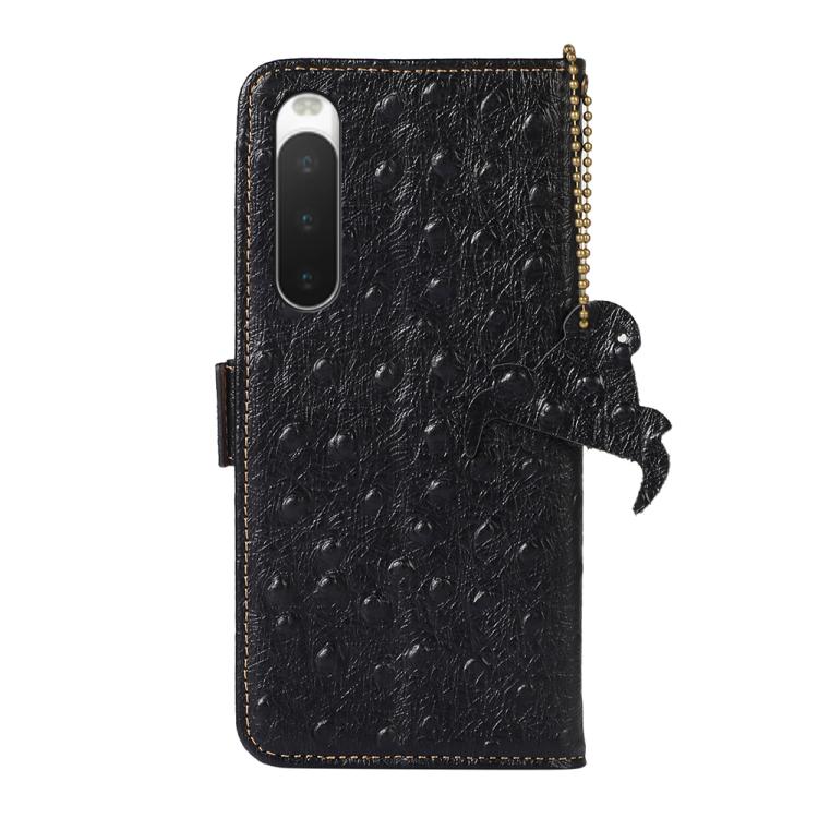 For Sony Xperia 10 IV Ostrich Pattern Genuine Leather RFID Phone Case