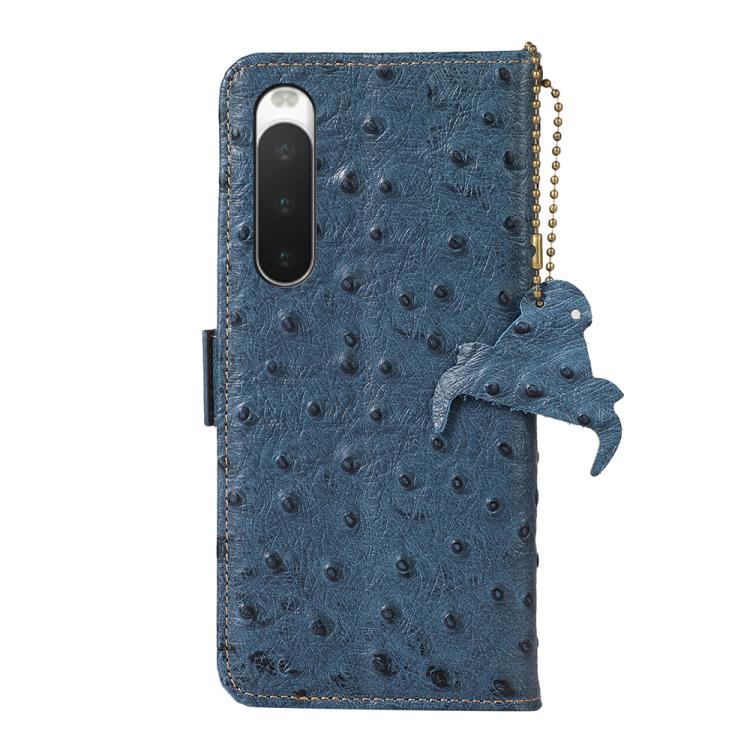 For Sony Xperia 10 IV Ostrich Pattern Genuine Leather RFID Phone Case