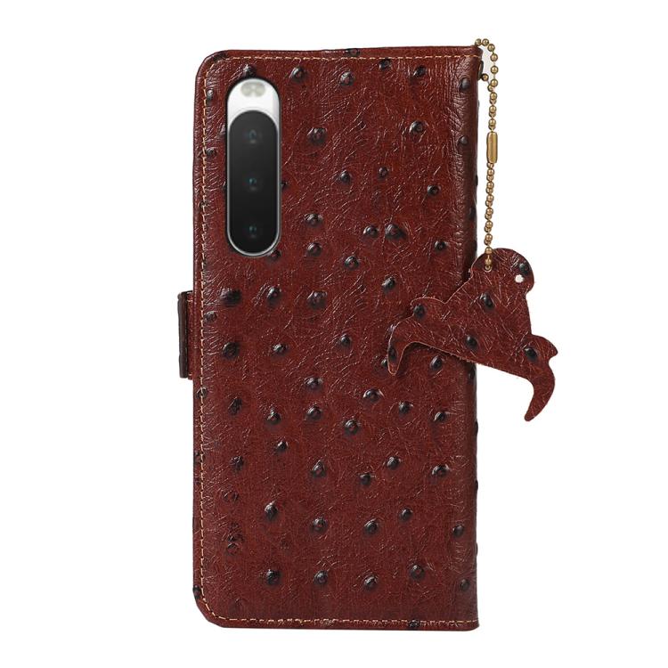 For Sony Xperia 10 IV Ostrich Pattern Genuine Leather RFID Phone Case
