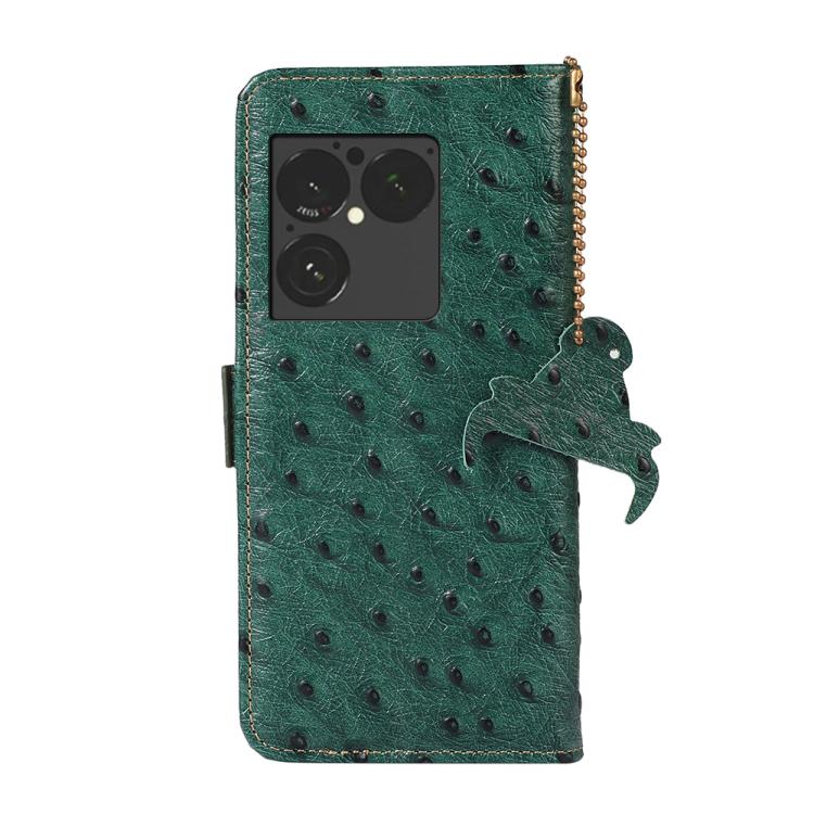 For Sony Xperia 1 VIII Ostrich Pattern Genuine Leather RFID Phone Case