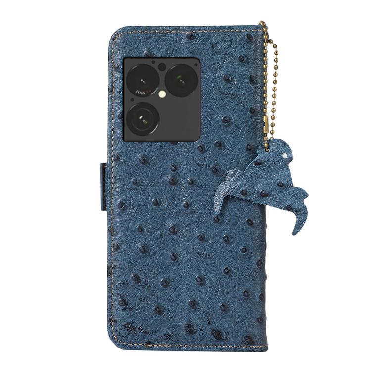 For Sony Xperia 1 VIII Ostrich Pattern Genuine Leather RFID Phone Case