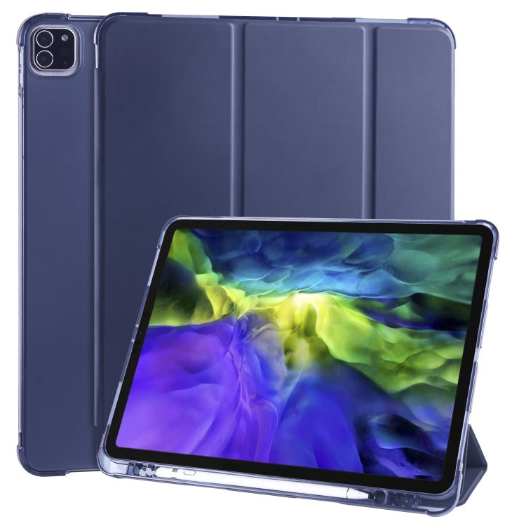 For iPad Pro 12.9 (2020) / iPad Pro 12.9(2018) 3-folding Horizontal Flip PU Leather + Shockproof TPU Tablet Case with Holder & Pen Slot