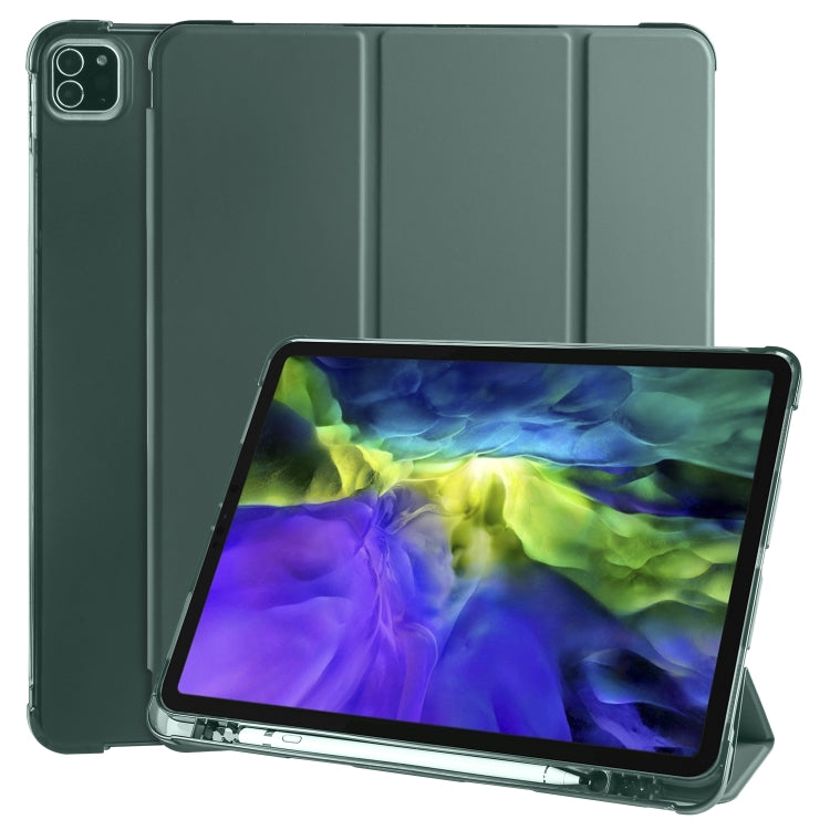 For iPad Pro 12.9 (2020) / iPad Pro 12.9(2018) 3-folding Horizontal Flip PU Leather + Shockproof TPU Tablet Case with Holder & Pen Slot