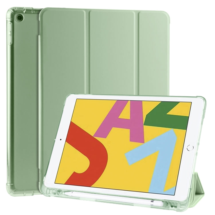 For iPad 10.2 2021 / 2020 / 2019 3-folding Horizontal Flip PU Leather + Shockproof TPU Case with Holder & Pen Slot