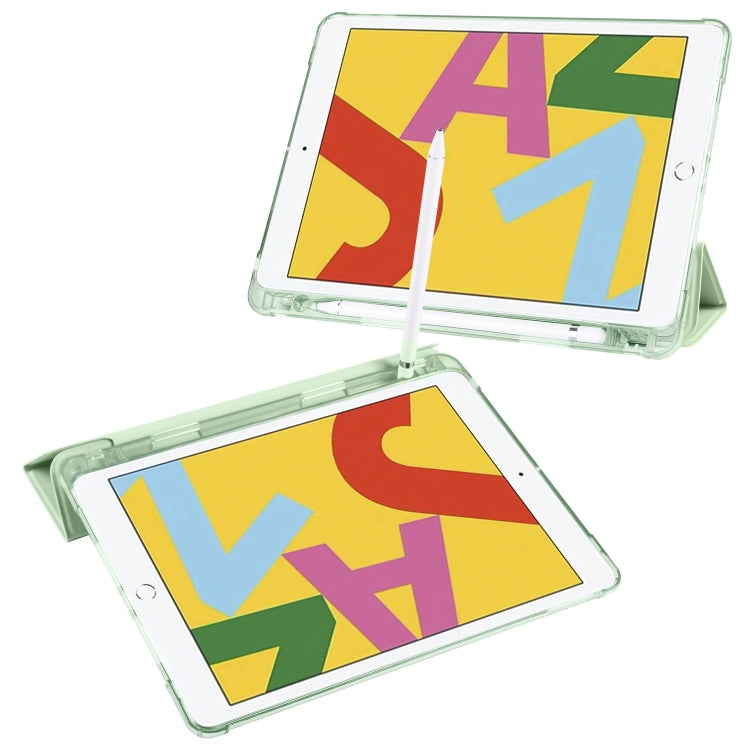 For iPad 10.2 2021 / 2020 / 2019 3-folding Horizontal Flip PU Leather + Shockproof TPU Case with Holder & Pen Slot
