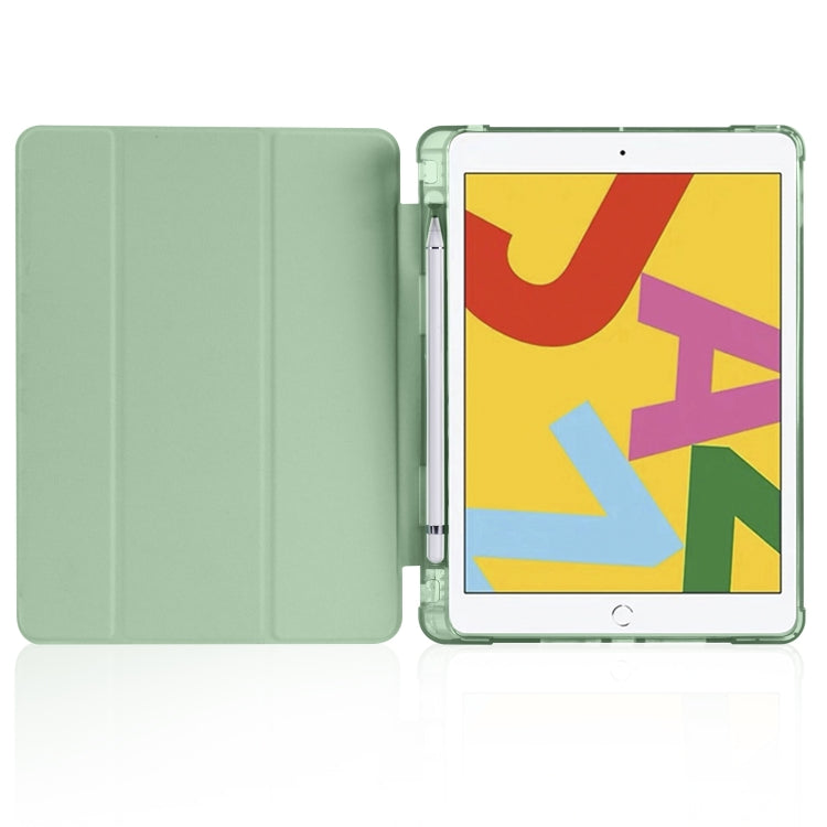For iPad 10.2 2021 / 2020 / 2019 3-folding Horizontal Flip PU Leather + Shockproof TPU Case with Holder & Pen Slot