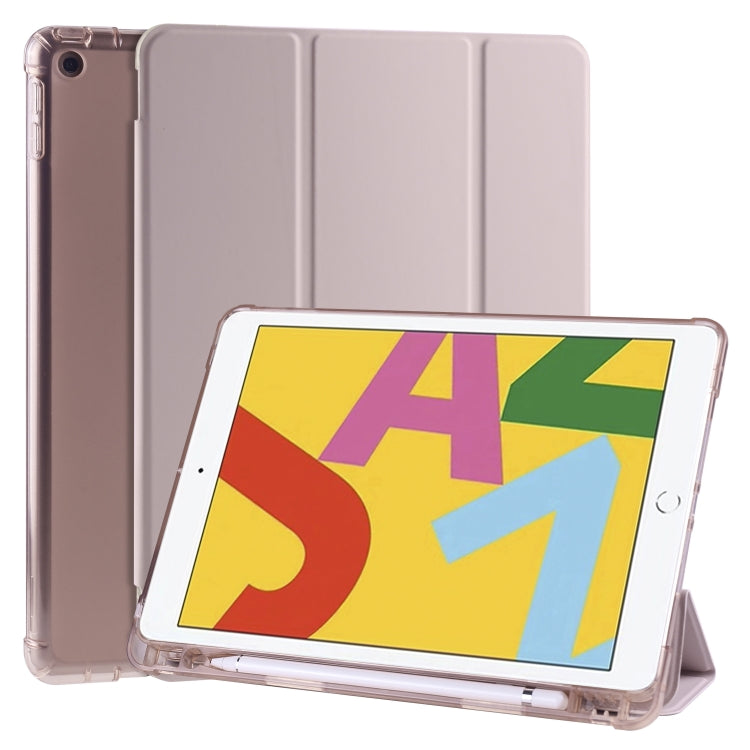 For iPad 10.2 2021 / 2020 / 2019 3-folding Horizontal Flip PU Leather + Shockproof TPU Case with Holder & Pen Slot