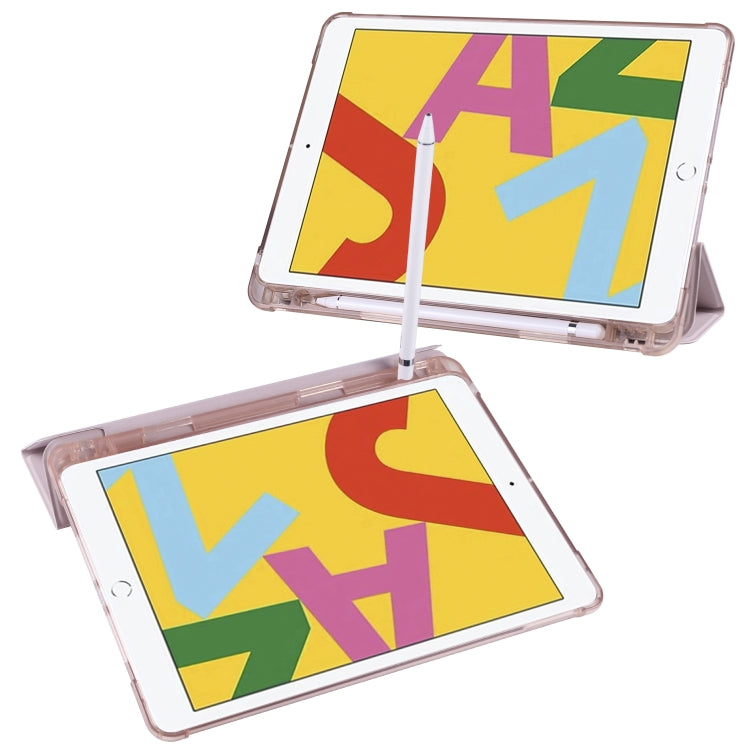 For iPad 10.2 2021 / 2020 / 2019 3-folding Horizontal Flip PU Leather + Shockproof TPU Case with Holder & Pen Slot