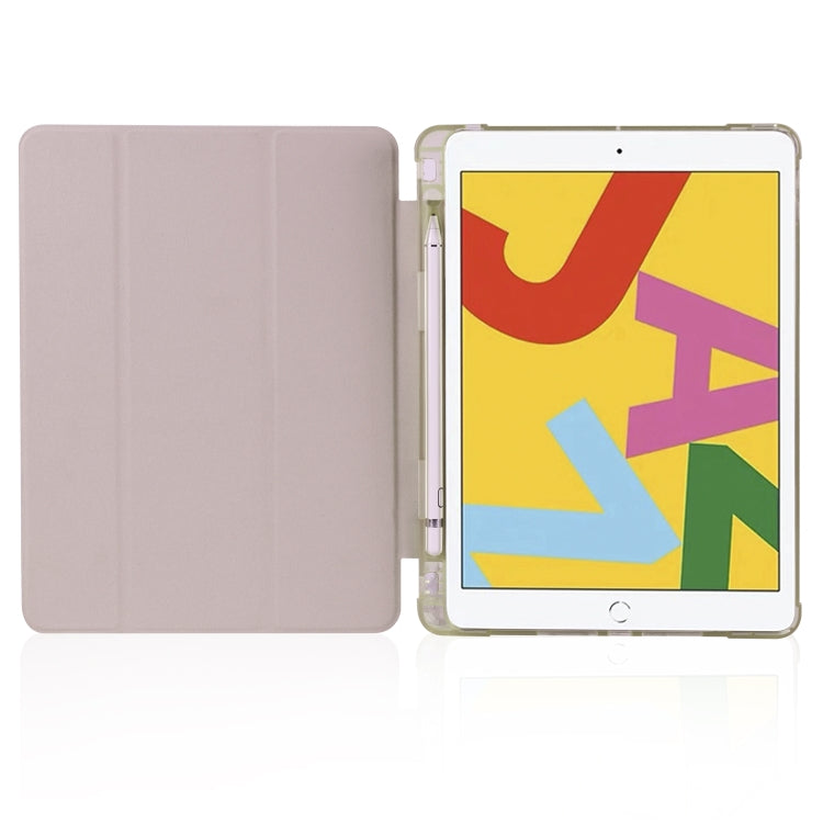 For iPad 10.2 2021 / 2020 / 2019 3-folding Horizontal Flip PU Leather + Shockproof TPU Case with Holder & Pen Slot