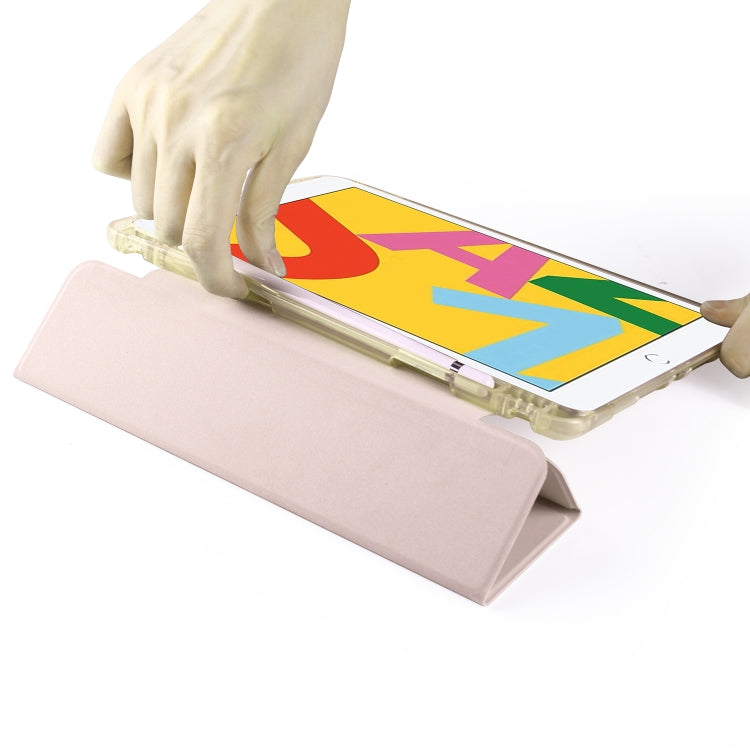 For iPad 10.2 2021 / 2020 / 2019 3-folding Horizontal Flip PU Leather + Shockproof TPU Case with Holder & Pen Slot