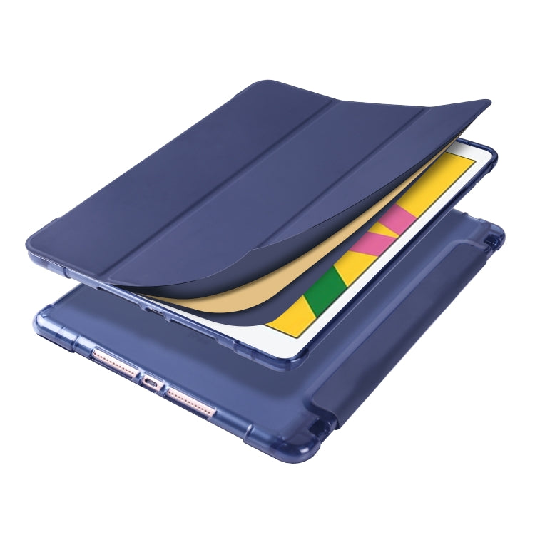 For iPad 10.2 2021 / 2020 / 2019 3-folding Horizontal Flip PU Leather + Shockproof TPU Case with Holder & Pen Slot