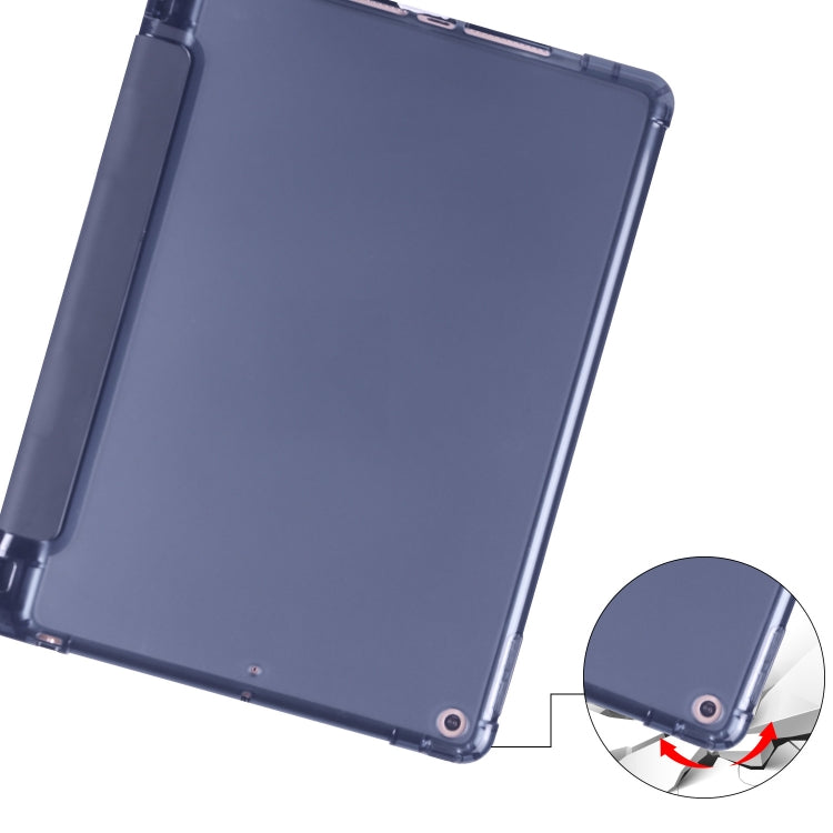 For iPad 10.2 2021 / 2020 / 2019 3-folding Horizontal Flip PU Leather + Shockproof TPU Case with Holder & Pen Slot