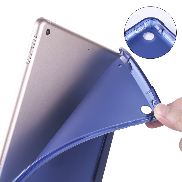 For iPad 10.2 2021 / 2020 / 2019 3-folding Horizontal Flip PU Leather + Shockproof TPU Case with Holder & Pen Slot