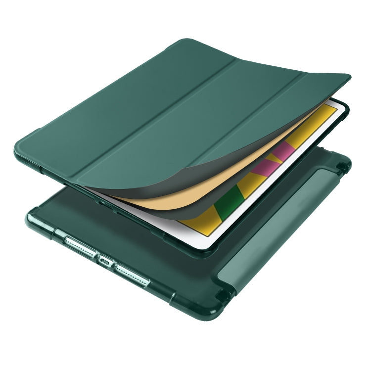 For iPad 10.2 2021 / 2020 / 2019 3-folding Horizontal Flip PU Leather + Shockproof TPU Case with Holder & Pen Slot