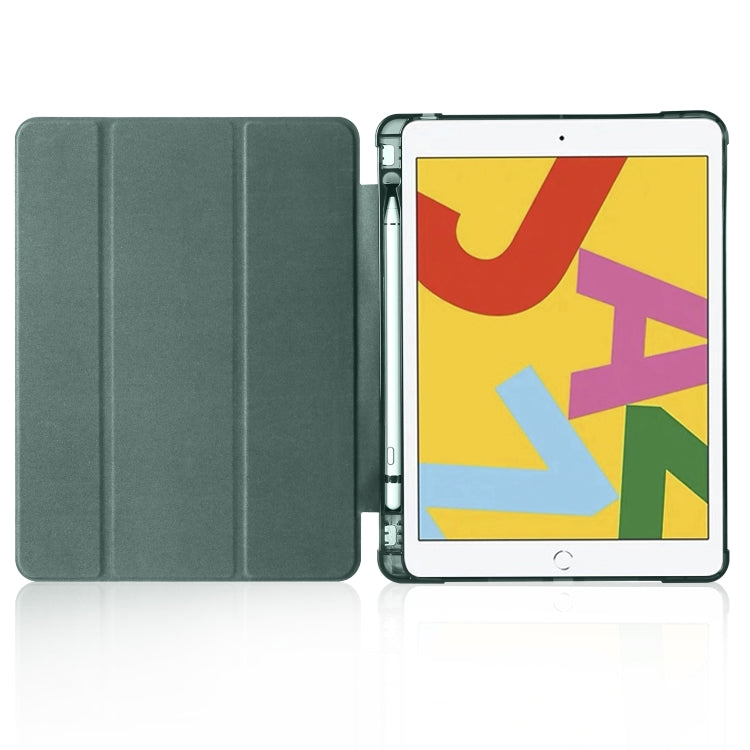For iPad 10.2 2021 / 2020 / 2019 3-folding Horizontal Flip PU Leather + Shockproof TPU Case with Holder & Pen Slot