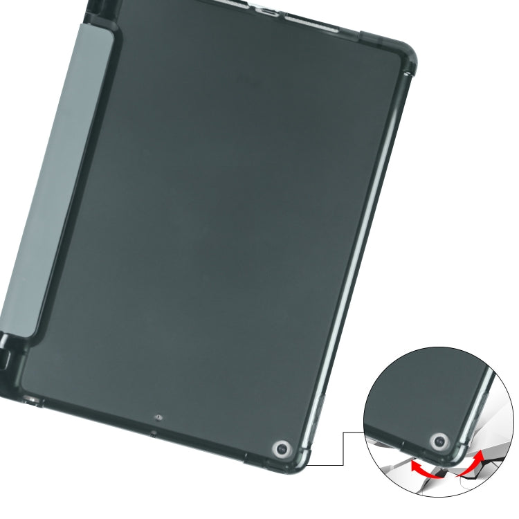 For iPad 10.2 2021 / 2020 / 2019 3-folding Horizontal Flip PU Leather + Shockproof TPU Case with Holder & Pen Slot